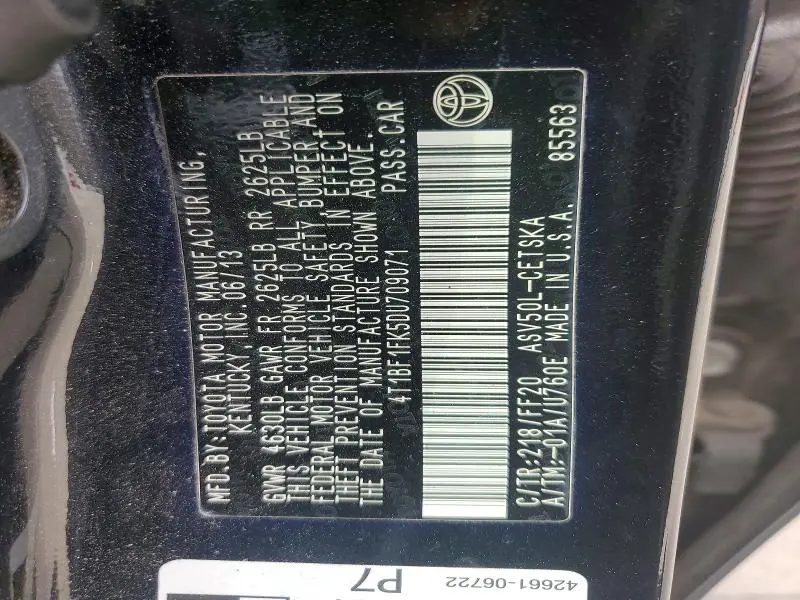 2013 TOYOTA CAMRY   