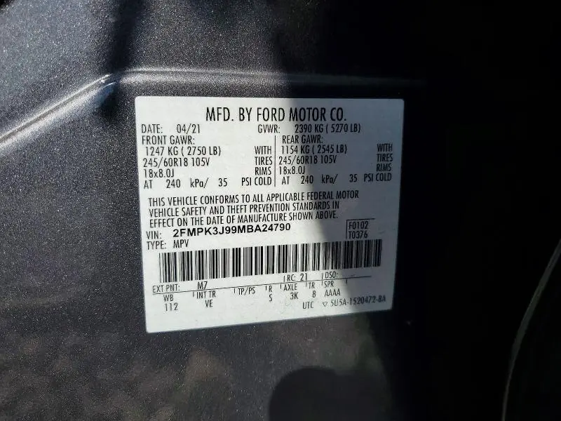 2021 FORD EDGE SEL  