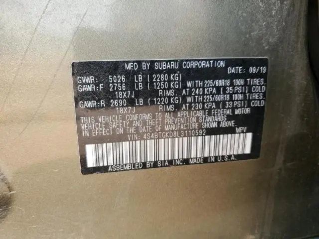 2020 SUBARU OUTBACK ONYX EDITION XT  