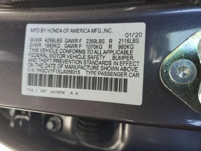 2020 HONDA ACCORD LX  