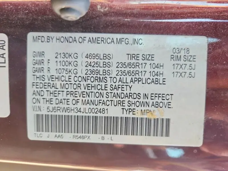 2018 HONDA CR-V LX  