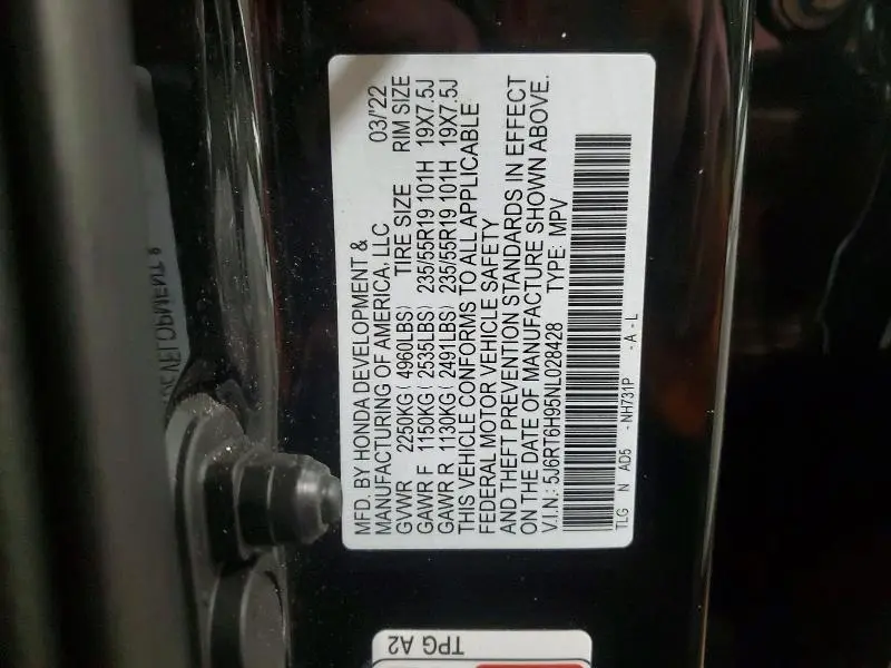 2022 HONDA CR-V TOURING  