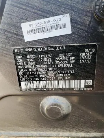 2019 HONDA HR-V EXL  