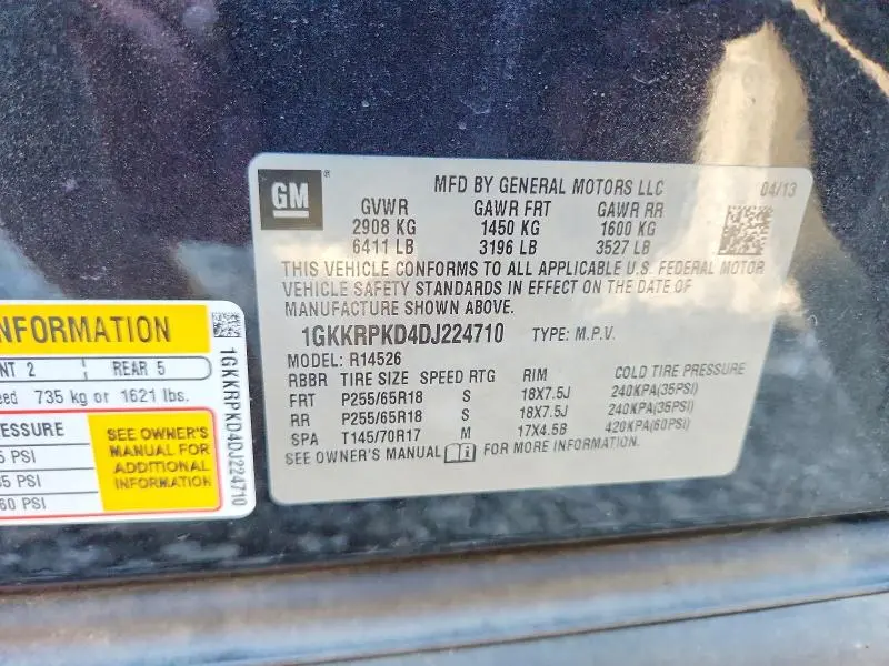 2013 GMC ACADIA SLE  