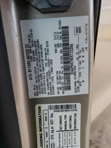 2019 FORD FUSION SE  