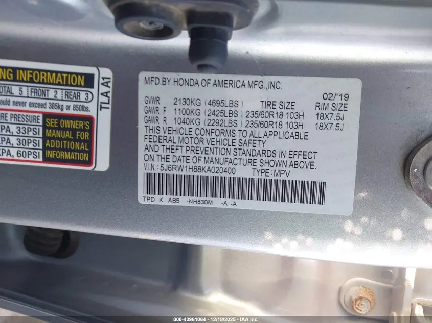 2019 HONDA CR-V EX-L