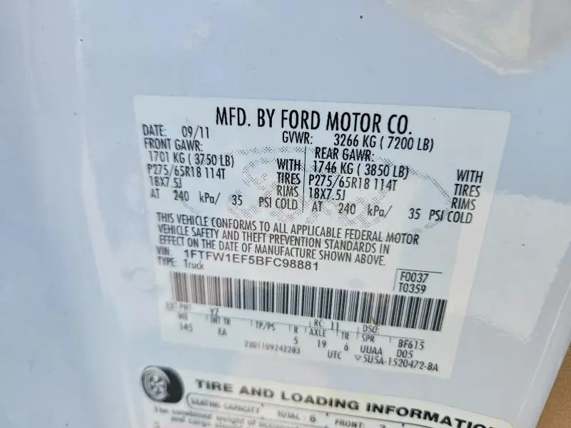 2011 FORD F150 SUPERCREW  