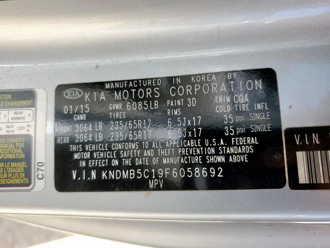 2015 KIA SEDONA   