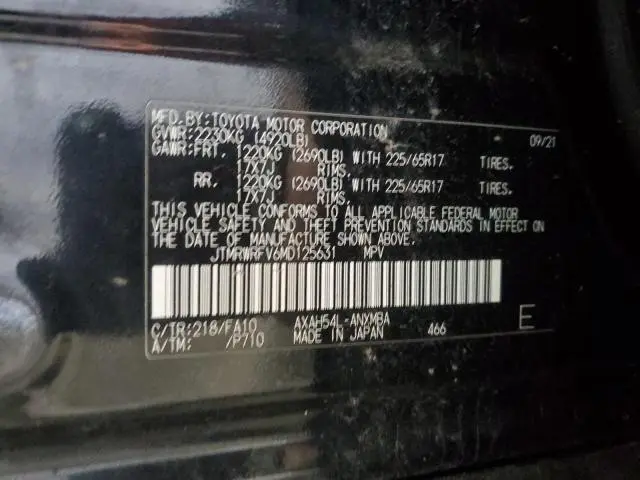 2021 TOYOTA RAV4 XLE  