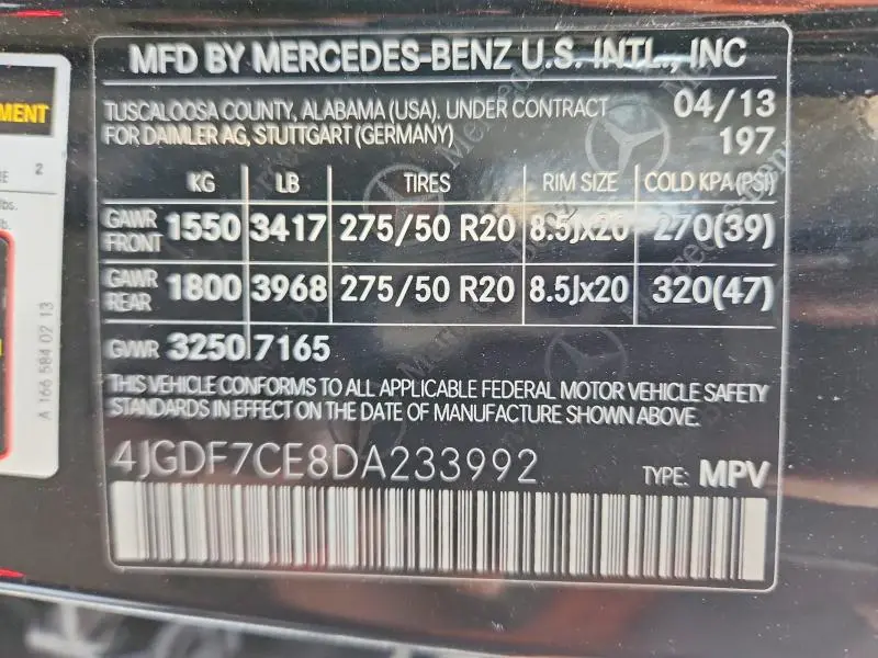 2013 MERCEDES-BENZ GL 450 4MATIC  