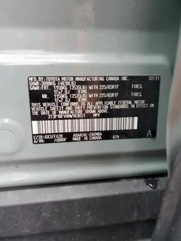 2021 TOYOTA RAV4 XLE  