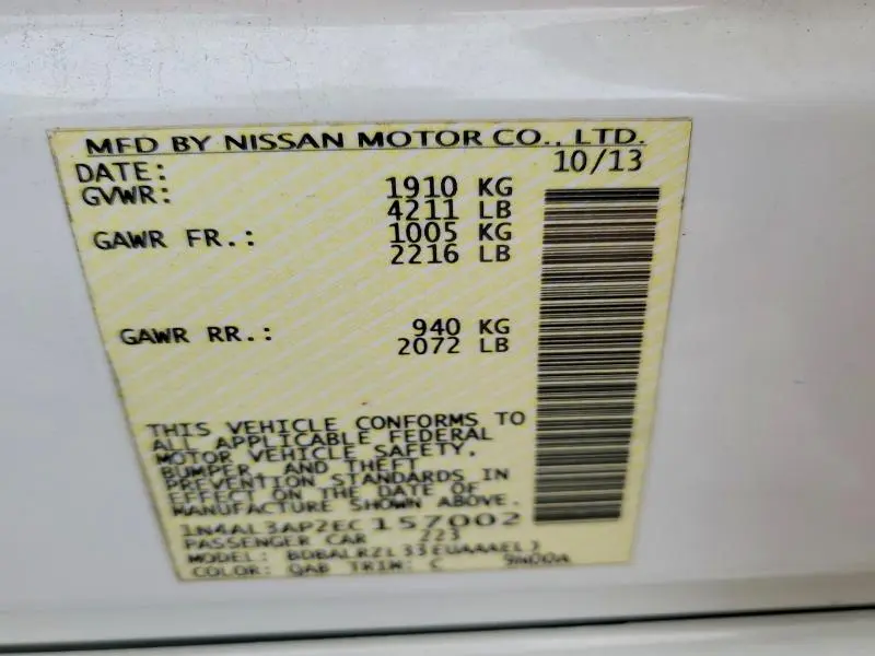 2014 NISSAN ALTIMA 2.5 S  