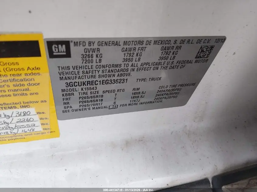 2014 CHEVROLET SILVERADO 1500 2LT