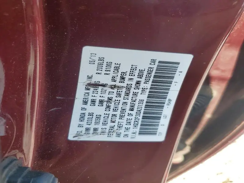 2013 HONDA ACCORD LX  