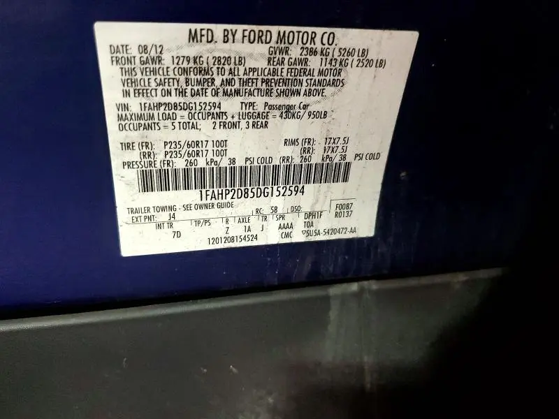 2013 FORD TAURUS SE  