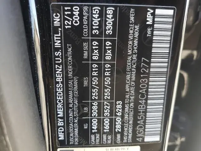 2012 MERCEDES-BENZ ML 350 4MATIC  