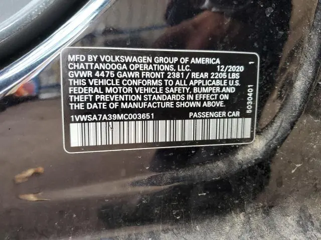 2021 VOLKSWAGEN PASSAT SE  