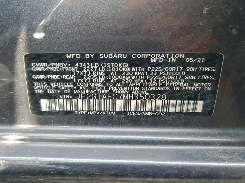 2021 SUBARU CROSSTREK PREMIUM  