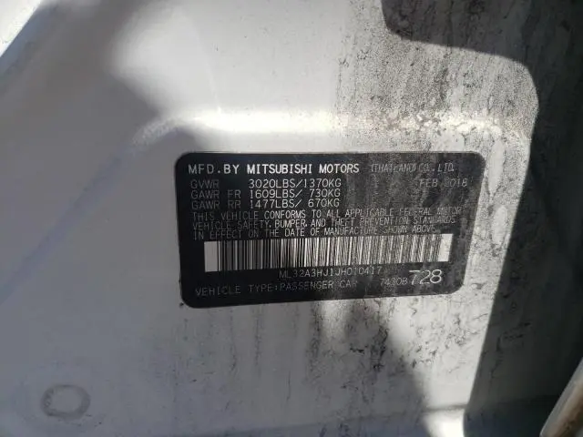 2018 MITSUBISHI MIRAGE ES  