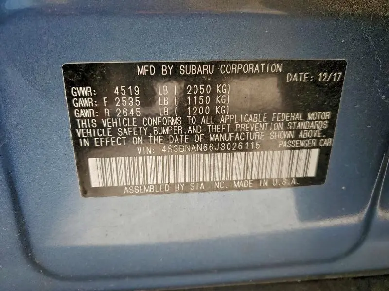 2018 SUBARU LEGACY 2.5I LIMITED  