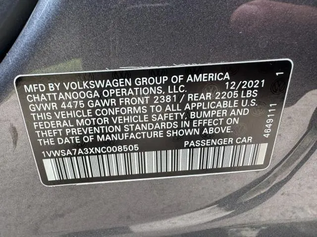 2022 VOLKSWAGEN PASSAT SE  