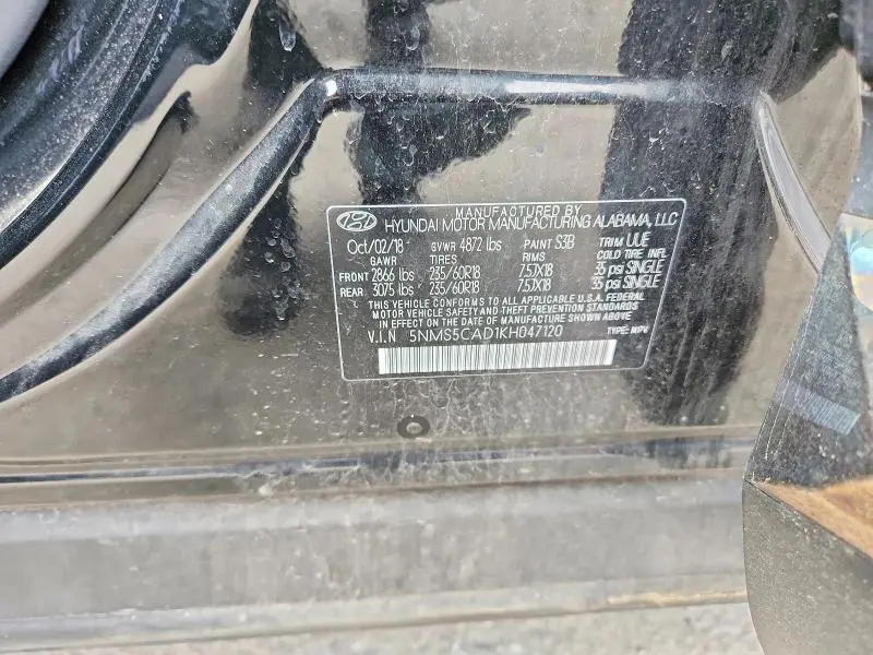 2019 HYUNDAI SANTA FE LIMITED 2.4L  