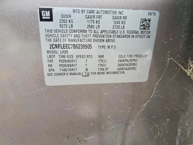 2011 CHEVROLET EQUINOX LT  