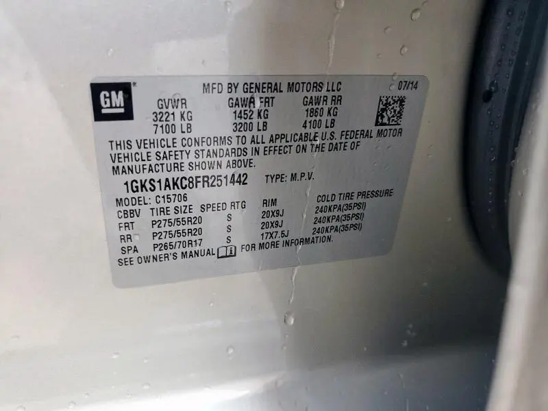 2015 GMC YUKON SLE  