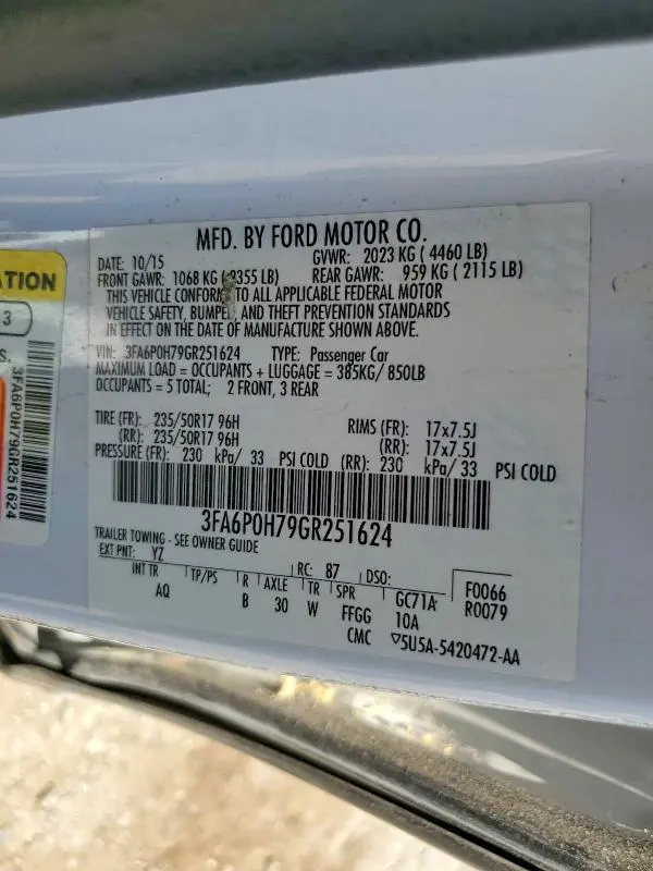 2016 FORD FUSION SE  