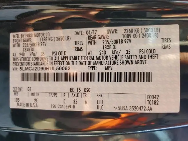 2017 LINCOLN MKC SELECT