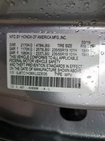 2019 ACURA RDX   