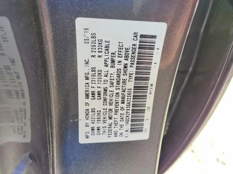 2016 HONDA ACCORD EXL  