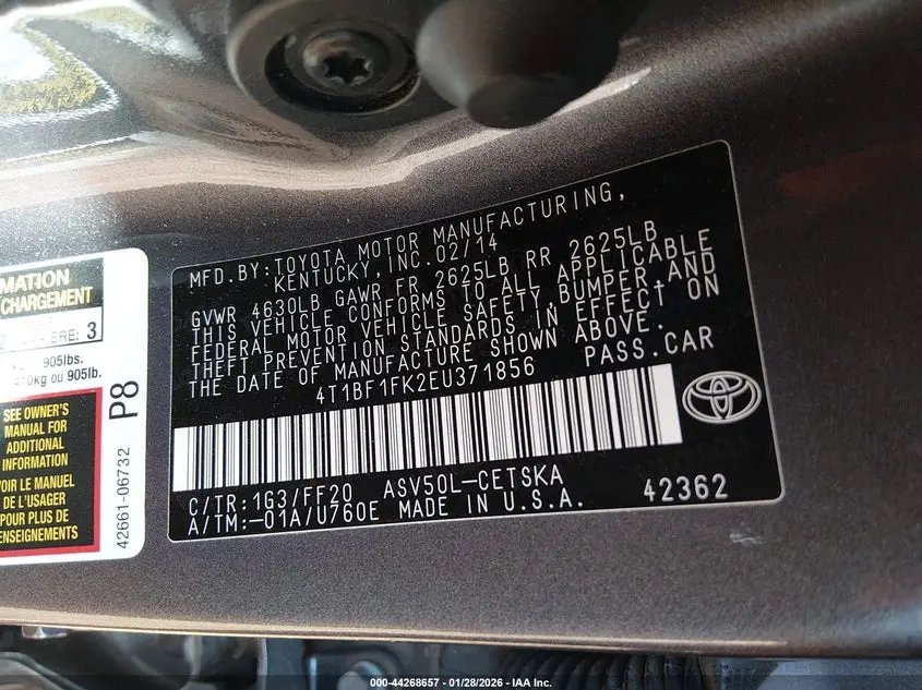 2014 TOYOTA CAMRY SE SPORT