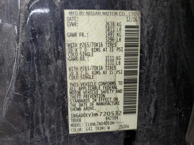 2017 NISSAN FRONTIER S  