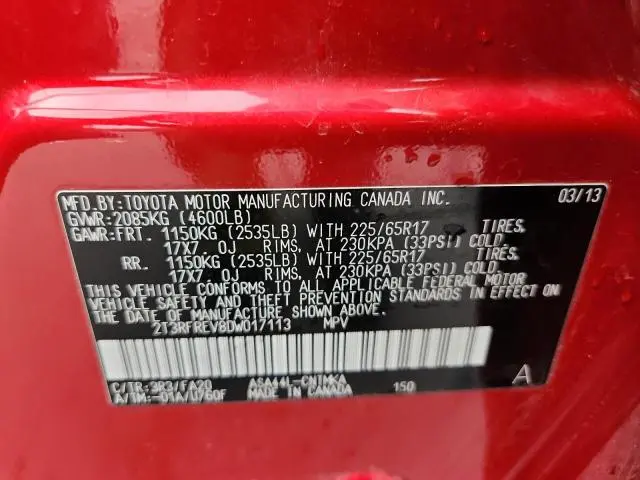 2013 TOYOTA RAV4 XLE  