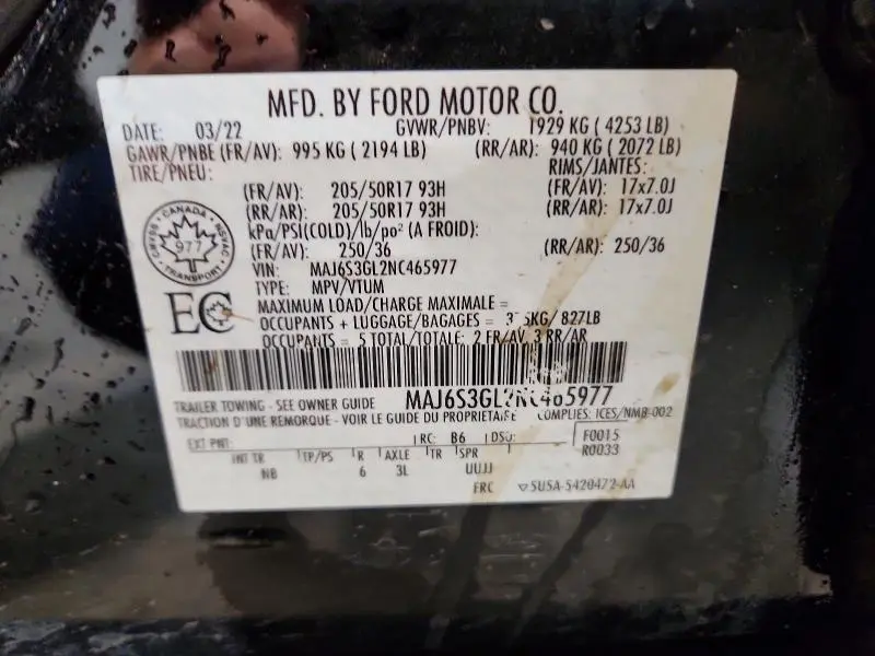 2022 FORD ECOSPORT SE  