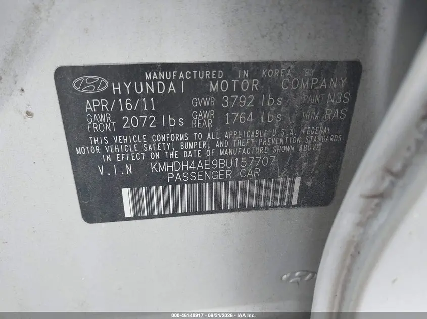 2011 HYUNDAI ELANTRA GLS (ULSAN PLANT)