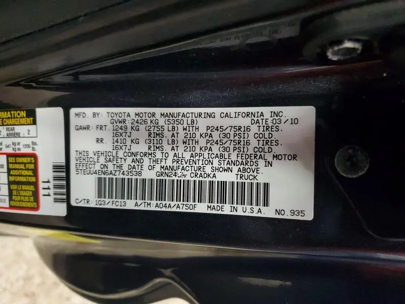 2010 TOYOTA TACOMA V6  