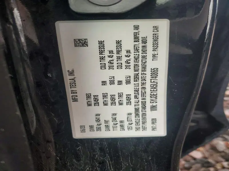 2020 TESLA MODEL 3   