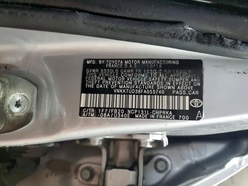 2015 TOYOTA YARIS 5-DOOR LE  