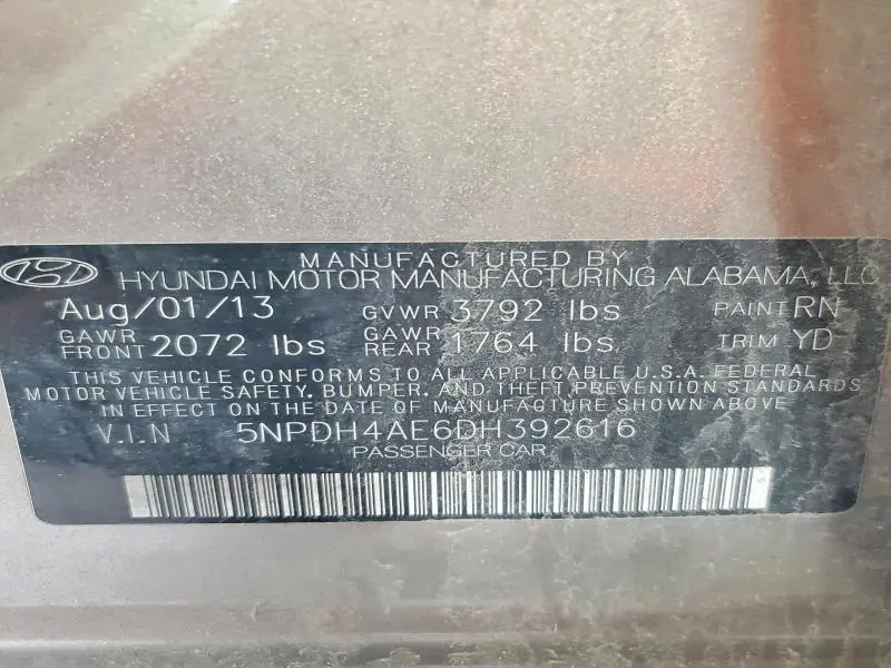 2013 HYUNDAI ELANTRA GLS  