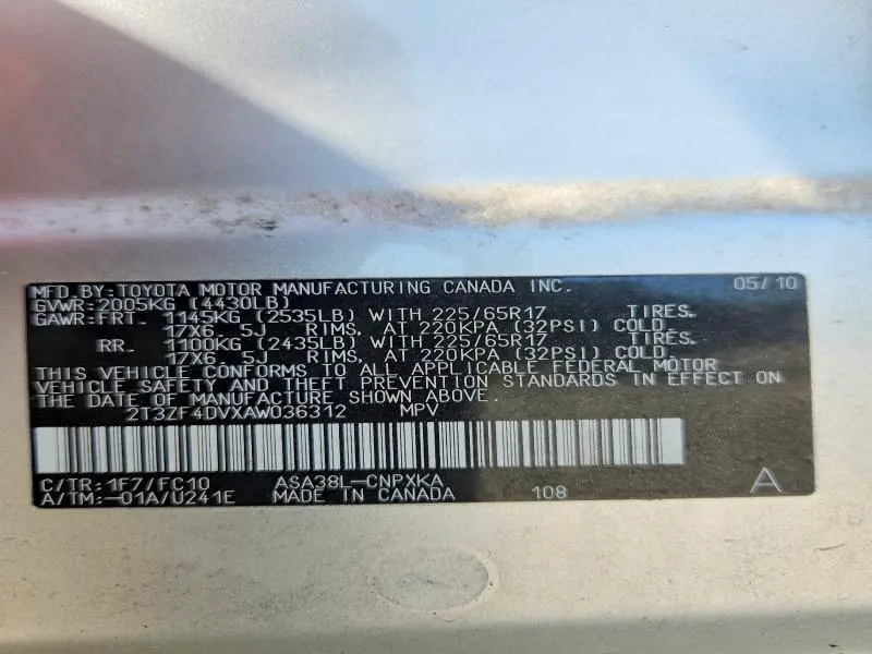 2010 TOYOTA RAV4 BASE  