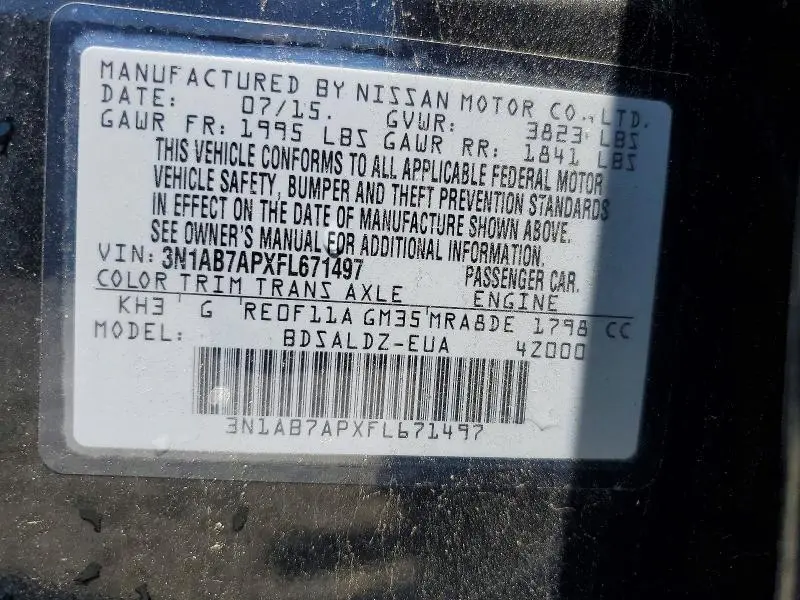 2015 NISSAN SENTRA SV  