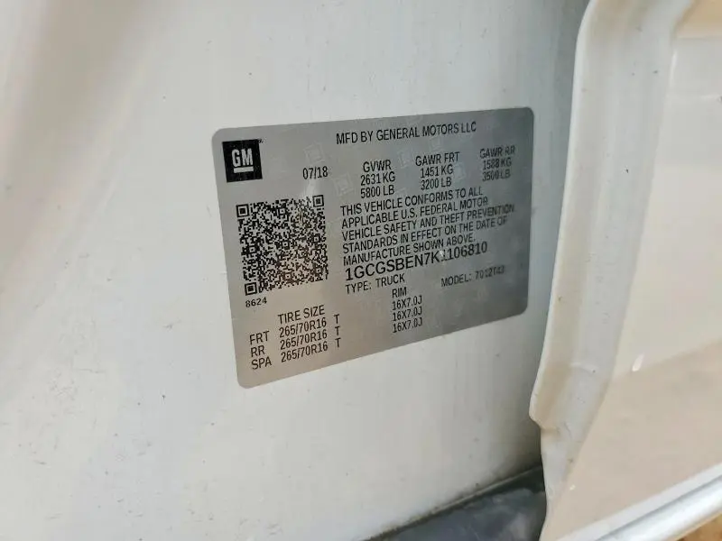 2019 CHEVROLET COLORADO   