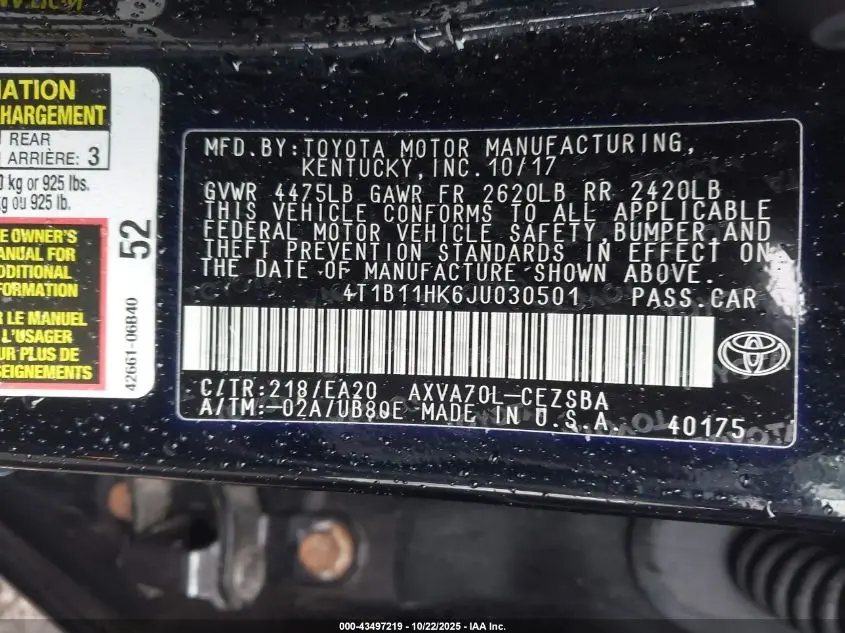 2018 TOYOTA CAMRY SE