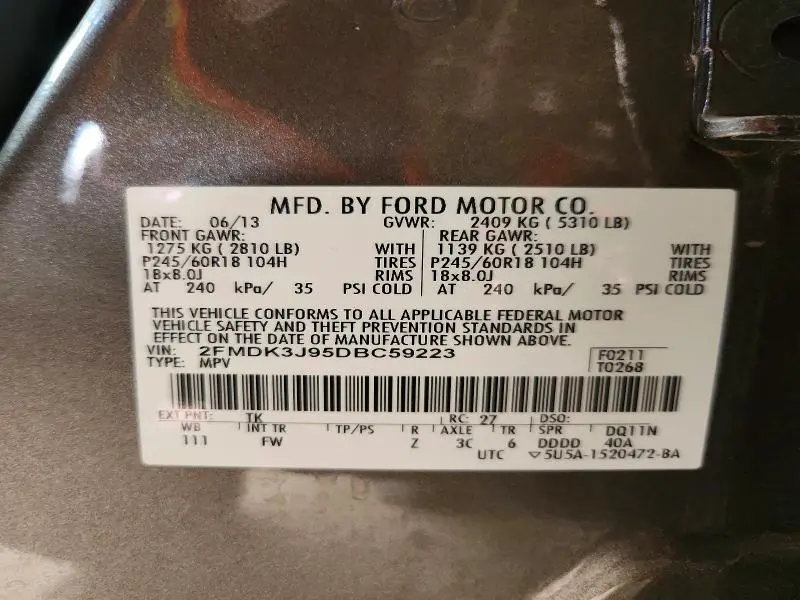 2013 FORD EDGE SEL  