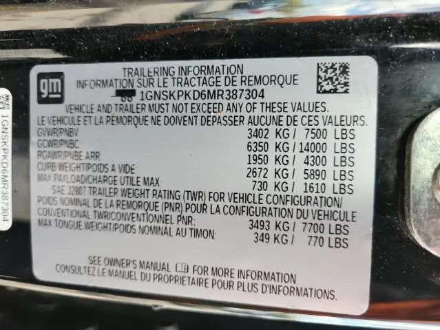 2021 CHEVROLET TAHOE K1500 Z71  