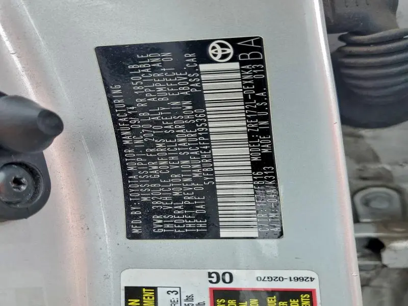 2015 TOYOTA COROLLA L  