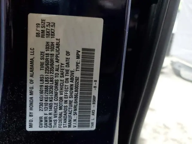 2020 HONDA ODYSSEY TOURING  