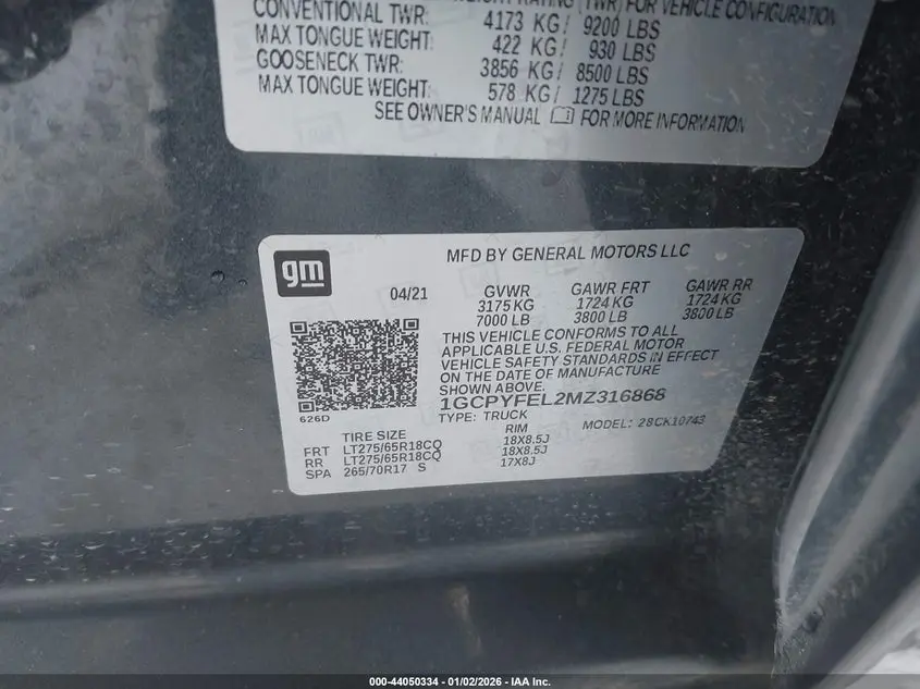 2021 CHEVROLET SILVERADO 1500  